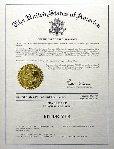 Bit-Driver Trademark Certificate